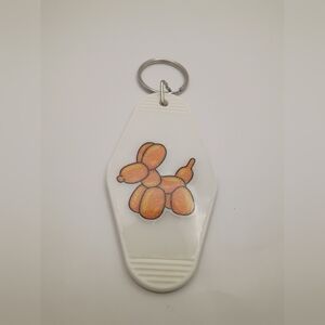 Motel Keychain Custom Retro Styled Orange Double Sided Balloon Dog Keychain